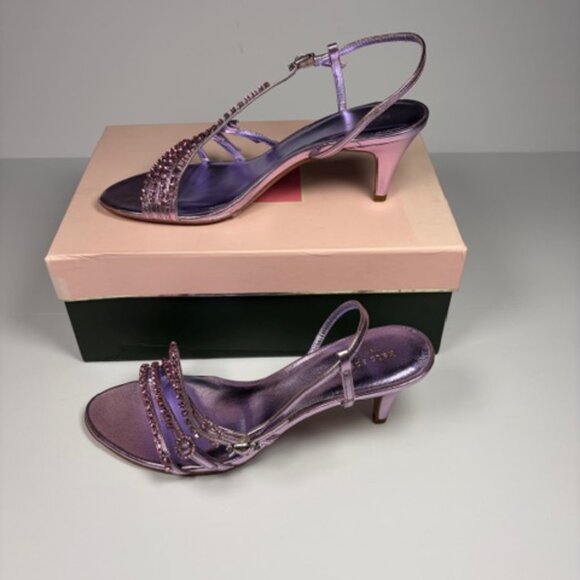 Kate Spade Makenna Crystal Sandals New Size 10M Metallic Pink Purple Leather - Picture 1 of 15